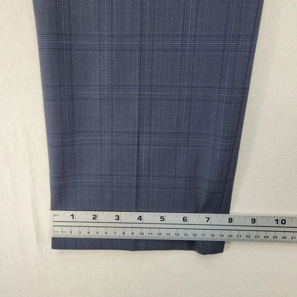J.Crew Thompson Dress Pants Men 38x32 Blue Plaid Tapered Wool Blend Trouser